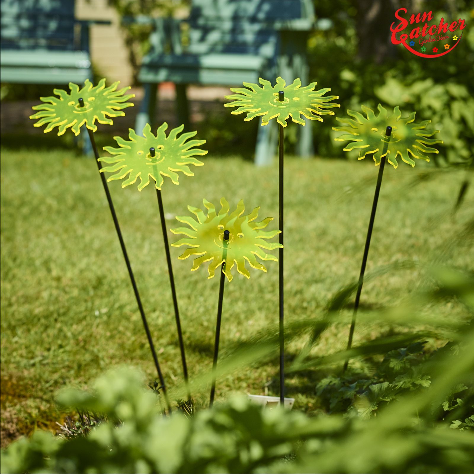 5x SunCatcher Smiling Sun (Gelb) große Sonnenfänger H75cm Ø15cm