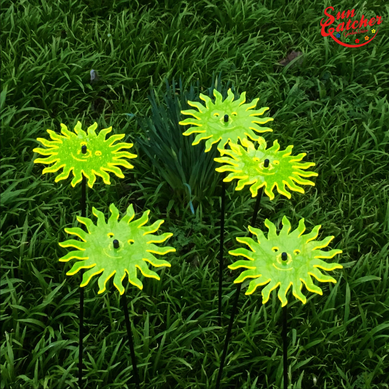 5x SunCatcher Smiling Sun (Gelb) große Sonnenfänger H75cm Ø15cm