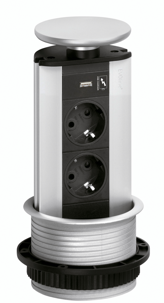 Naber Evoline Port-USB | 3-fach Einbau-Steckdose | Edelstahl | USB (8031148)