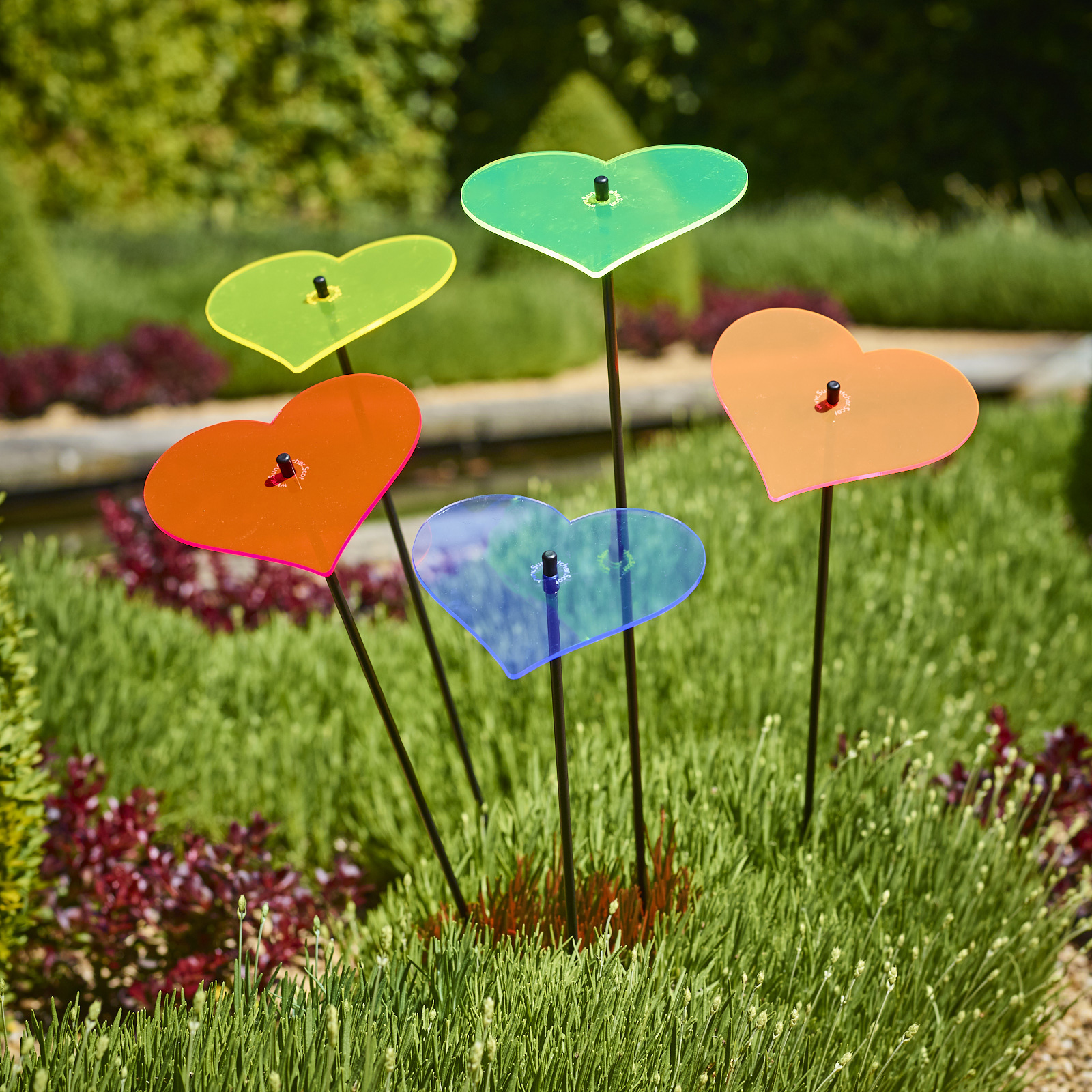 5x große Sonnenfänger SunCatcher Garten Dekoration H75cm Ø15cm Hearts, bunt