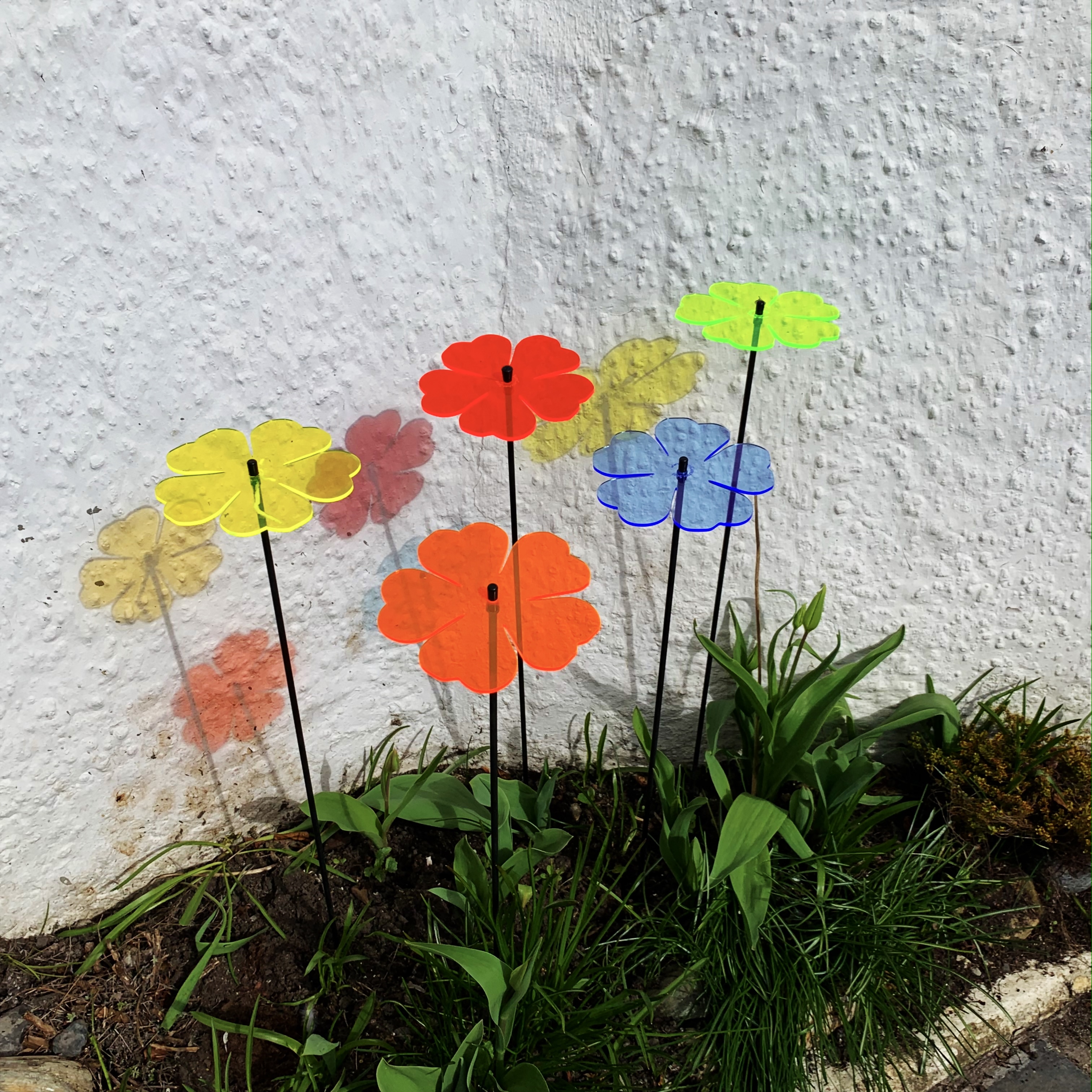 5x große Sonnenfänger SunCatcher Garten Dekoration H75cm Ø15cm Double Blossom, bunt