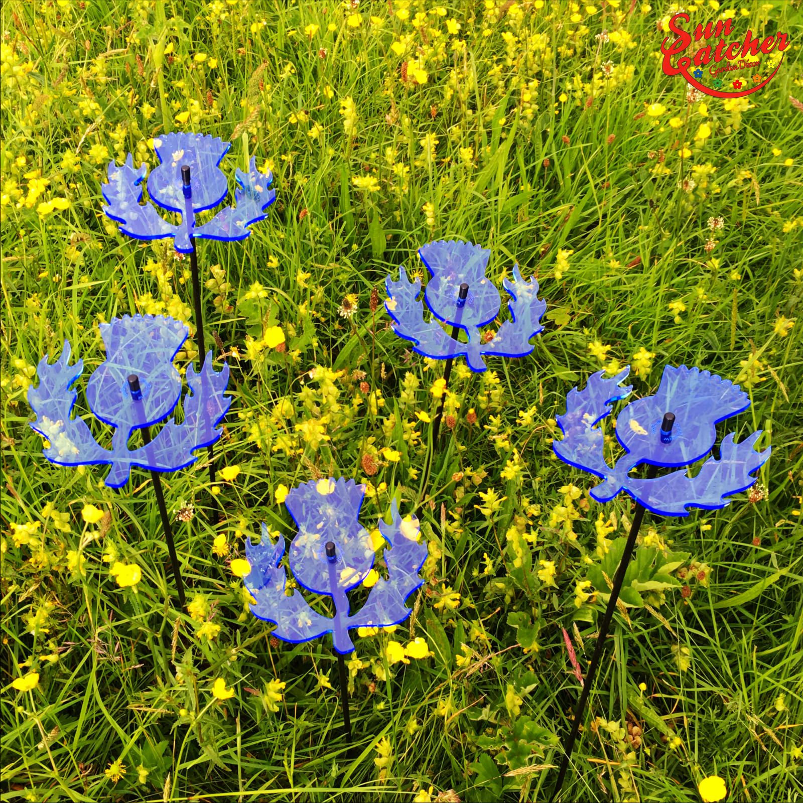 5x SunCatcher Scottish Thisle (Blau) große Sonnenfänger H75cm Ø15cm