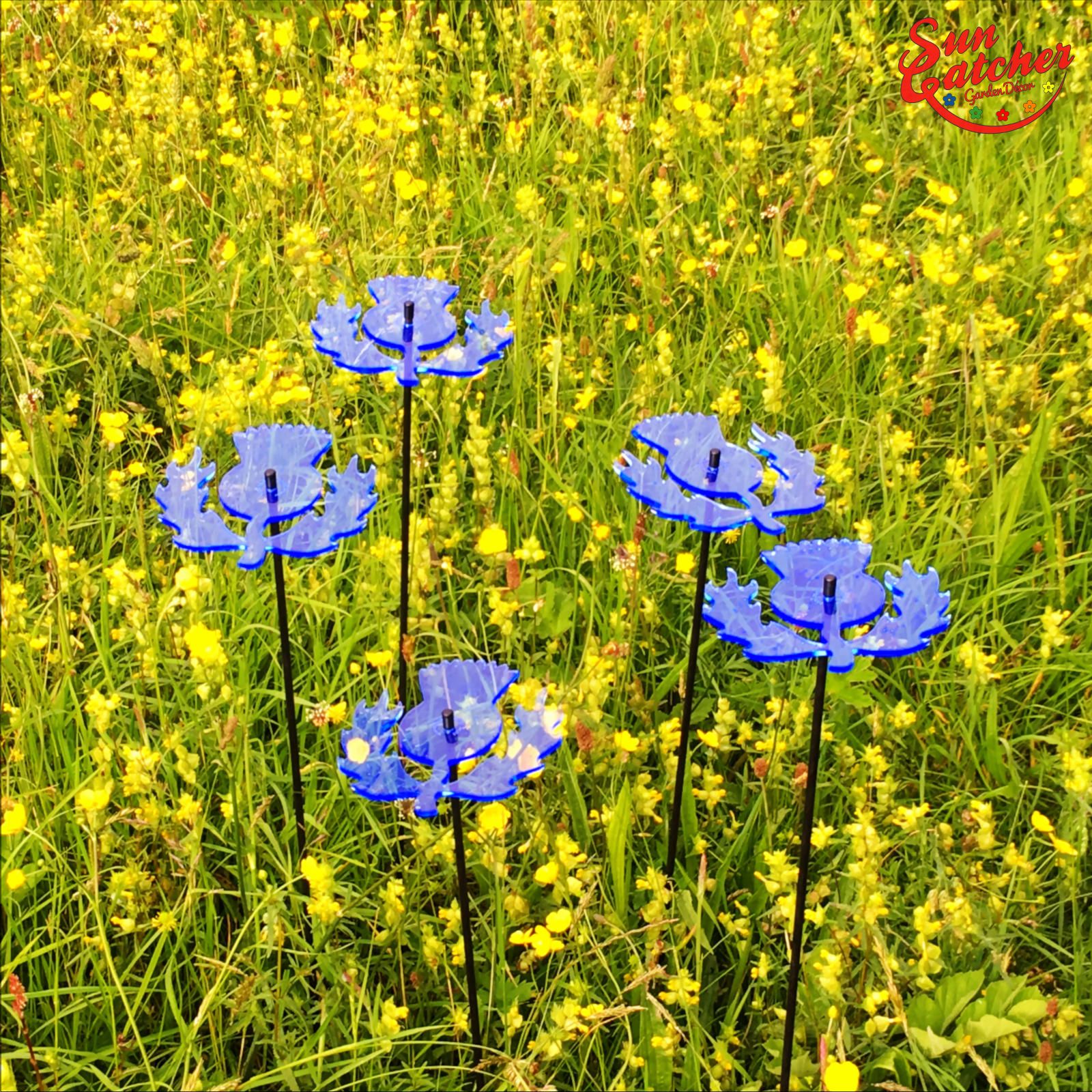 5x SunCatcher Scottish Thisle (Blau) große Sonnenfänger H75cm Ø15cm